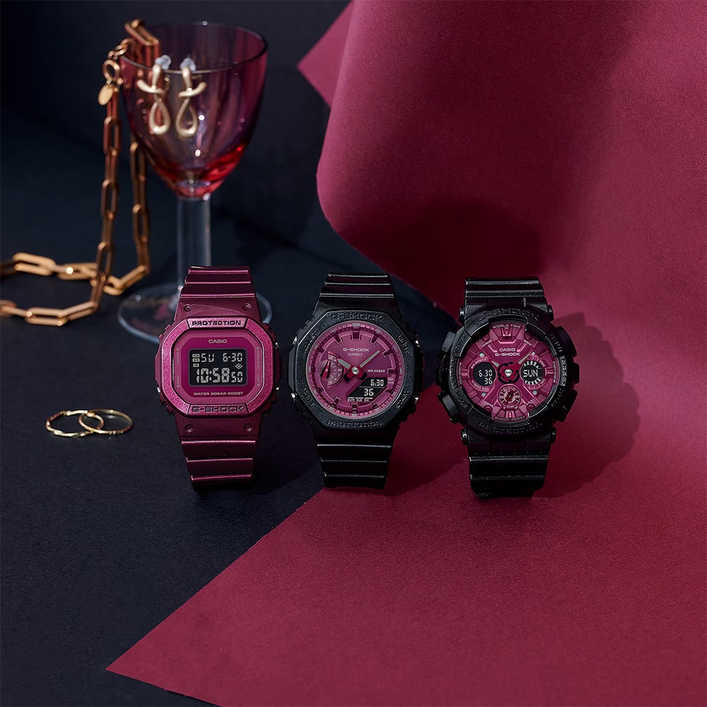 CASIO 卡西歐 G-SHOCK 勃根地酒紅系列 方形電子手錶 GMD-S5600RB-4, , large
