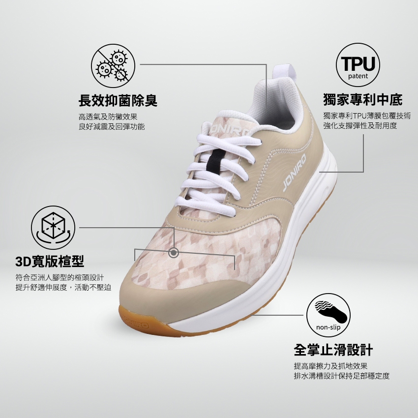 【JONIRO】MIT台灣製造 拇趾外翻鞋FOOTLOOSE 氣墊鞋款 寬楦 透氣 穿搭鞋 _質感米(部分鞋款有現貨), , large