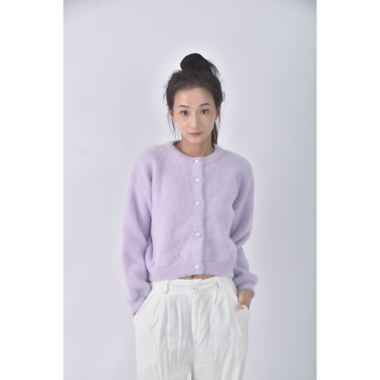 (L) 【安于晴Charlene私服】質感珍珠扣紫色長袖上衣二手衣, , large