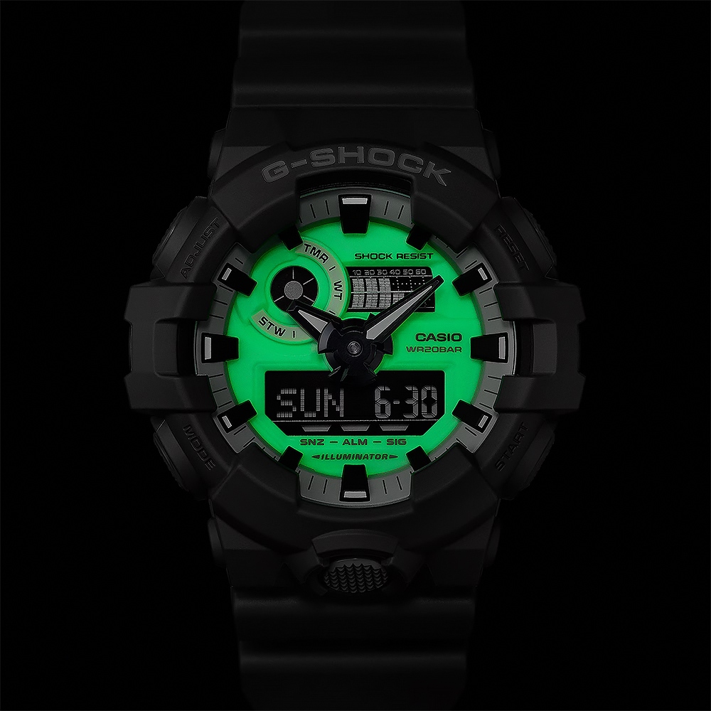 CASIO 卡西歐 G-SHOCK 綠光系列運動手錶 GA-700HD-8A, , large