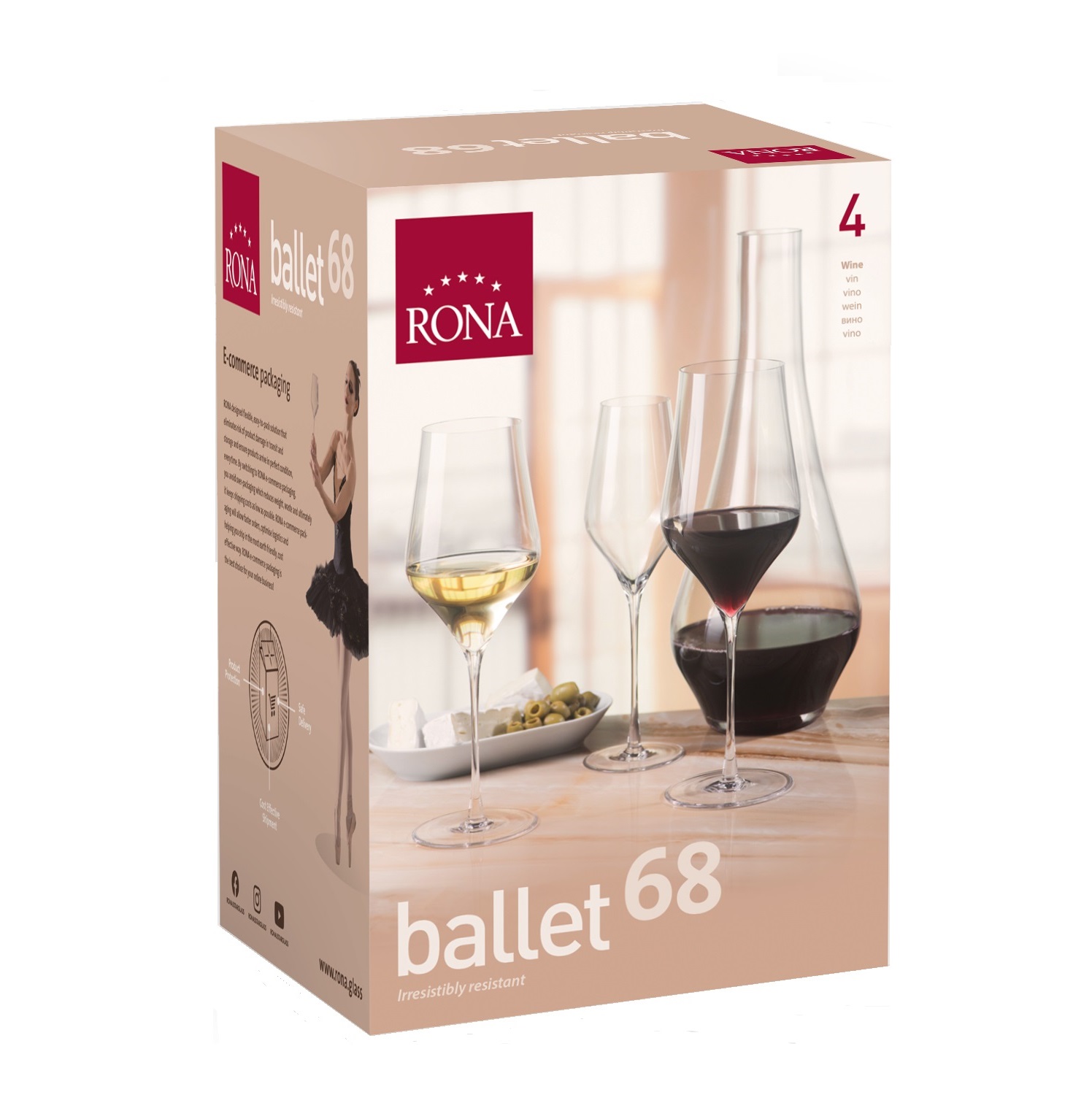 RONA Ballet芭蕾系列-波爾多紅酒杯680ml(四入禮盒)[享恩貿易], , large