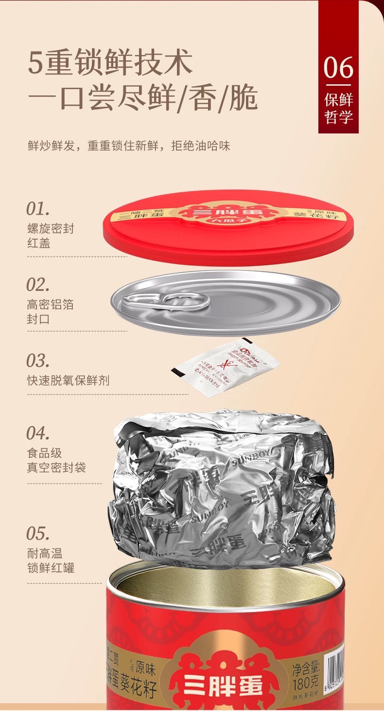 三胖蛋 原味大瓜子 218g罐裝 內蒙特產 大顆粒 葵花籽, , large