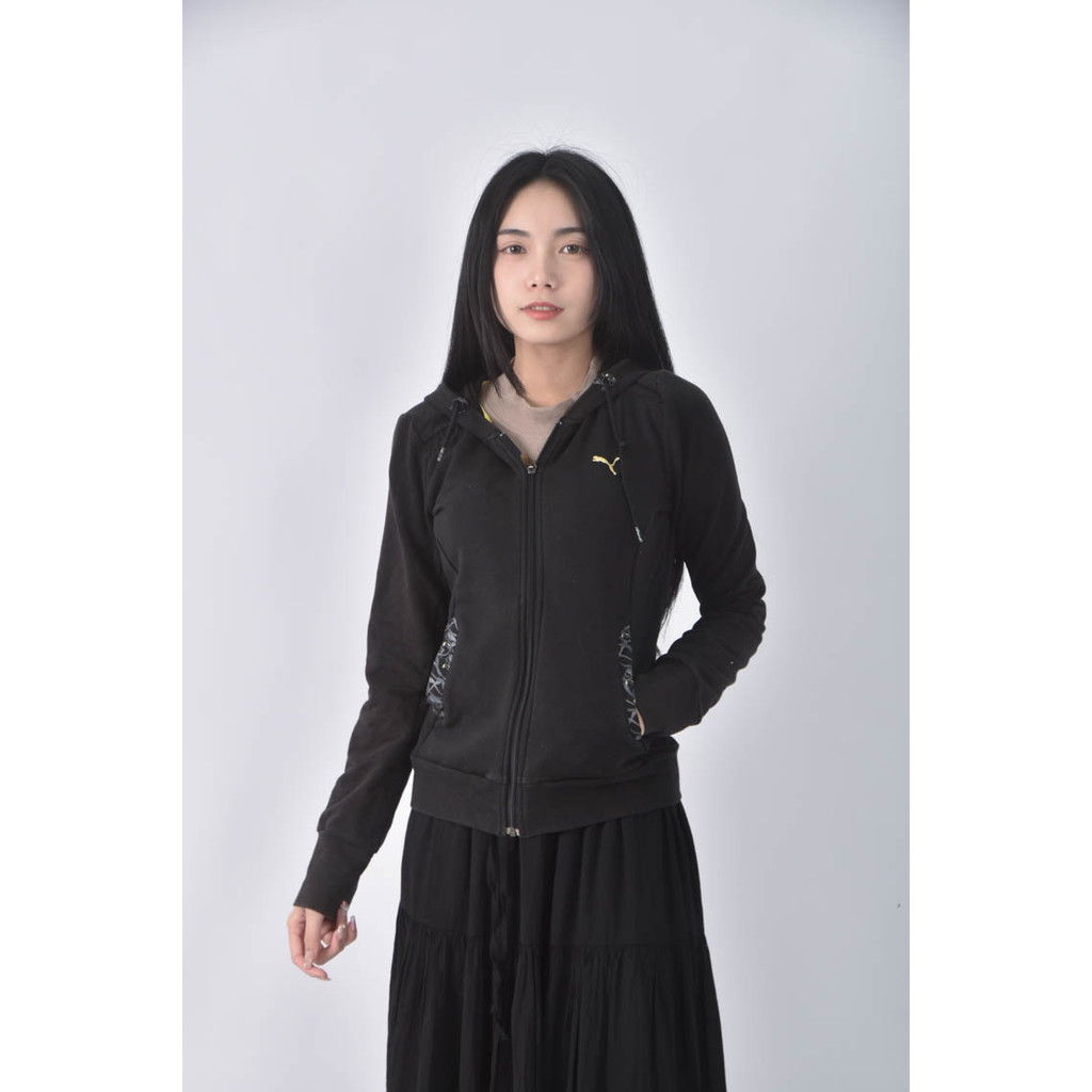 (S) puma棉質口袋黑色外套二手衣, , large