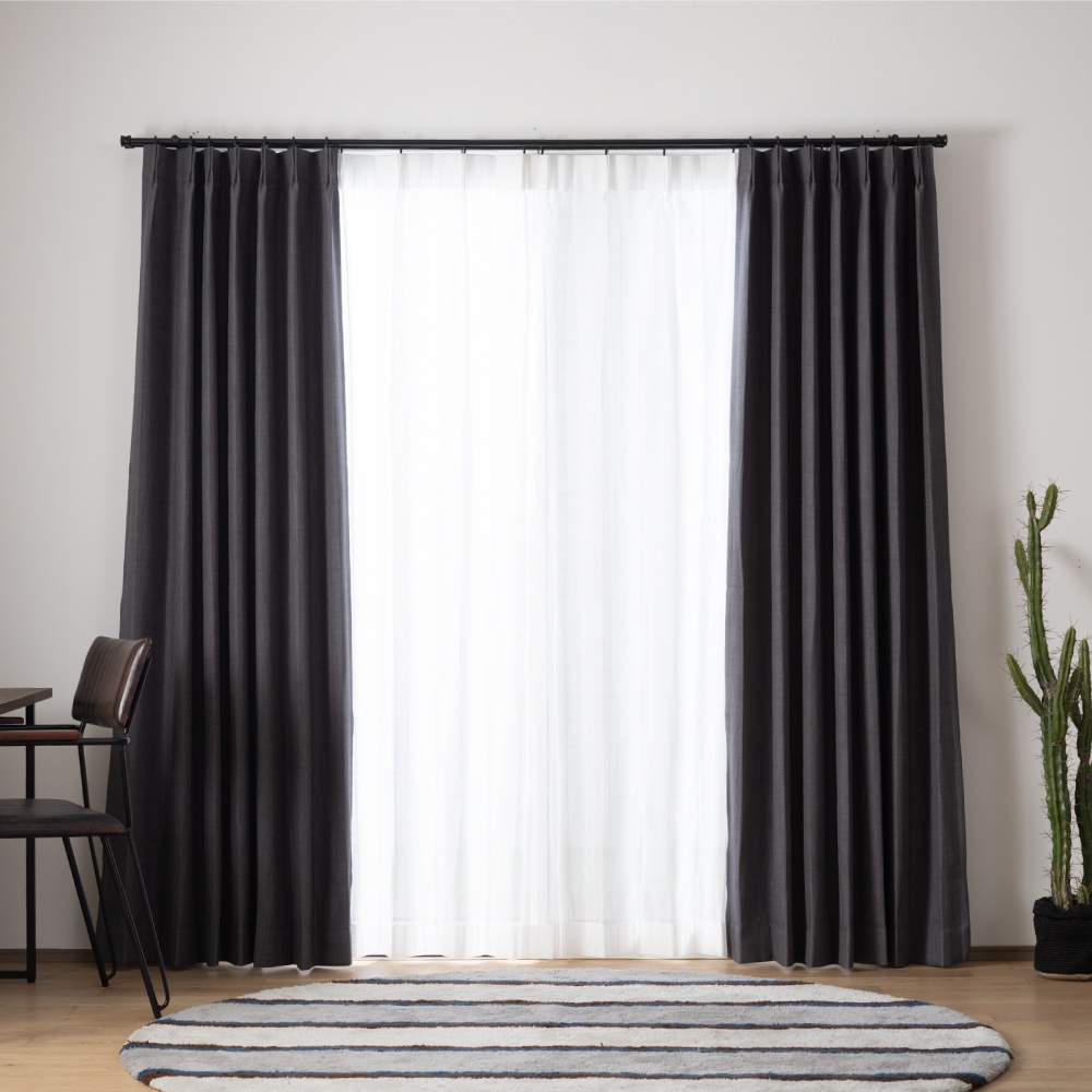 【既成品】 2片1組 窗簾 鳳凰羽飛 寬100 高165/210/240cm 台灣製 押花窗簾 深灰色 可水洗, , large