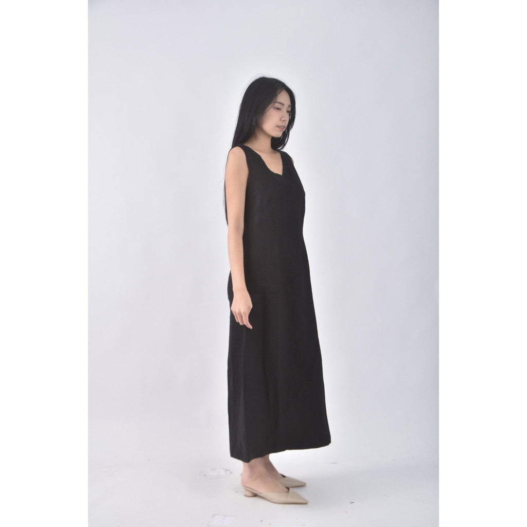 (S) laura ashley質感素面黑色洋裝二手衣, , large