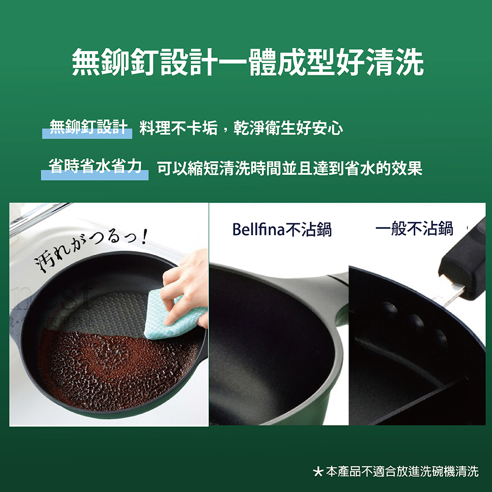 日本Arnest Bellfina鑽石深型平底IH不沾炒鍋28cm-森林綠（瓦斯爐、電磁爐均可用, , large