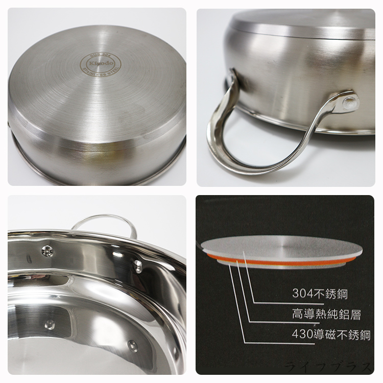 KIYODO 304不鏽鋼壽喜燒鍋-24cm-1入, , large