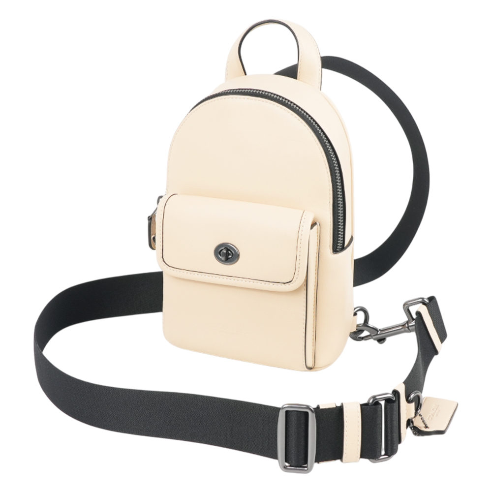 COACH Turnlock 轉釦設計小牛皮單肩背包(象牙白), , large