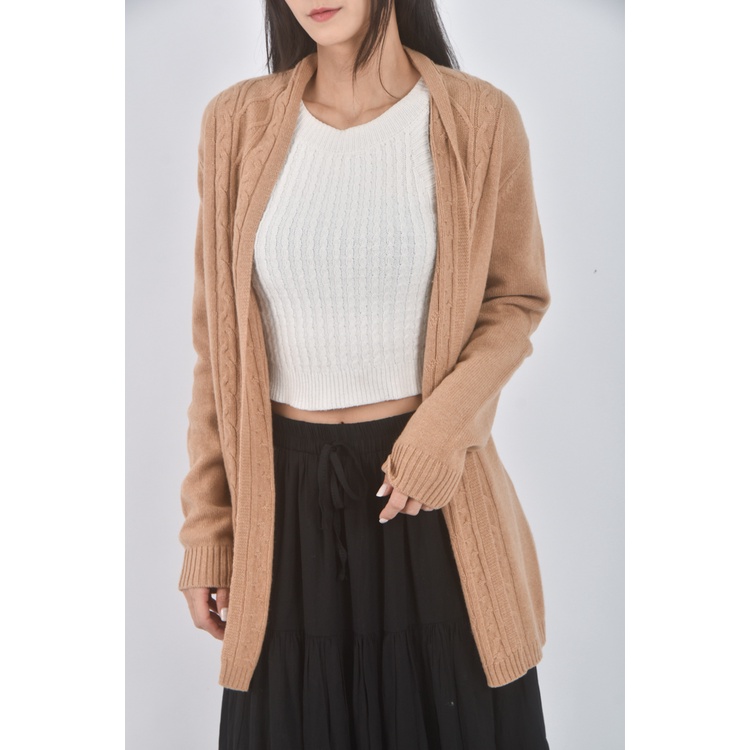 (M) pesce100% cashmore棕色綁帶外套二手衣, , large