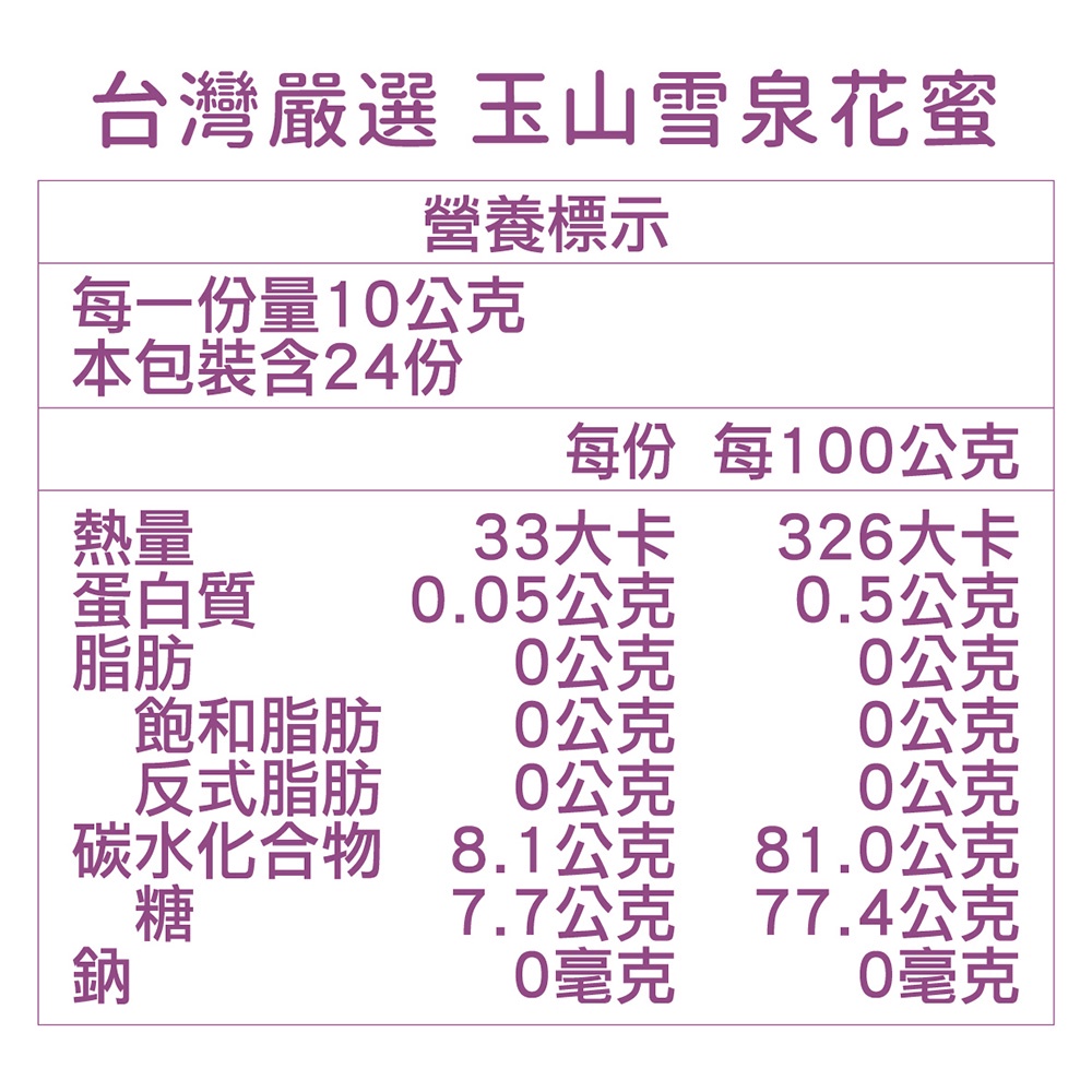 [蜜蜂故事館] 台灣嚴選玉山雪泉花蜜240g, , large