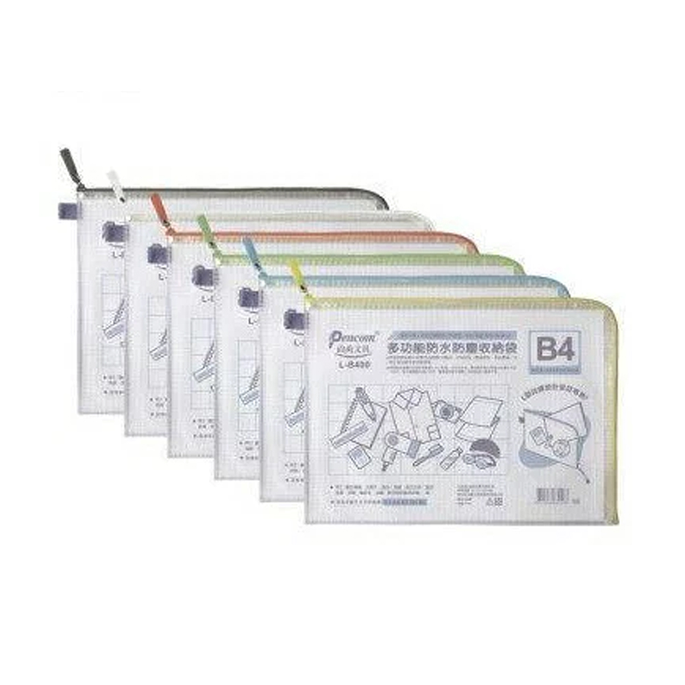 【尚禹】L型 B4 多功能 收納袋 網狀 12個/包 顏色隨機出貨 L-B400, , large
