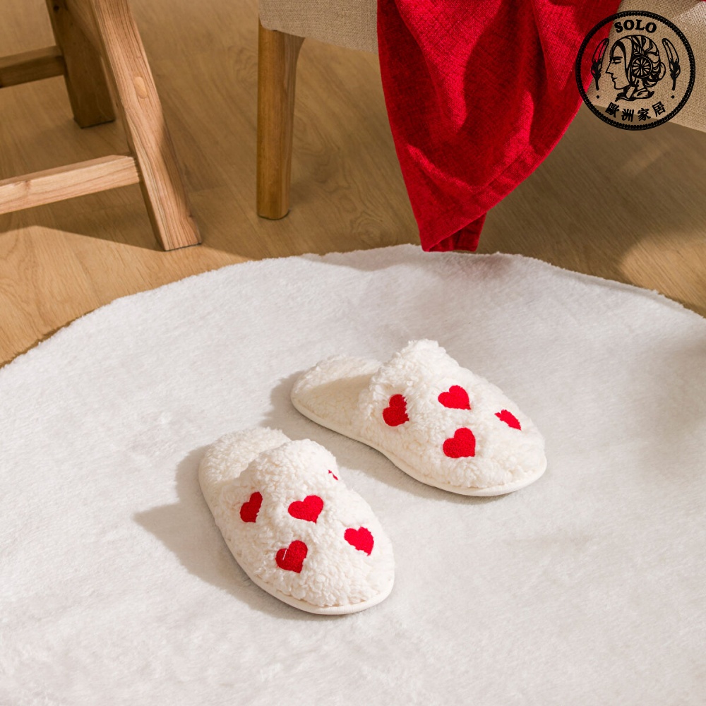 【SOLO Vintage】LCW Home Hearts Indoor Plush Slippers Made in Turkey 38-39, , large