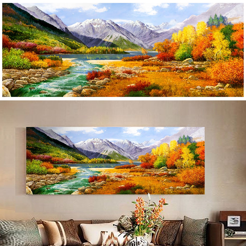 【御畫房】香格里拉 國家一級畫師手繪油畫60×120cm(VF-32), , large