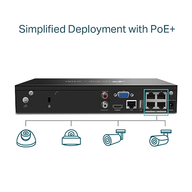TP-LINK 昌運監視器組合 VIGI NVR1004H-4P 4路主機+VIGI C240I 4MP網路攝影機*4, , large