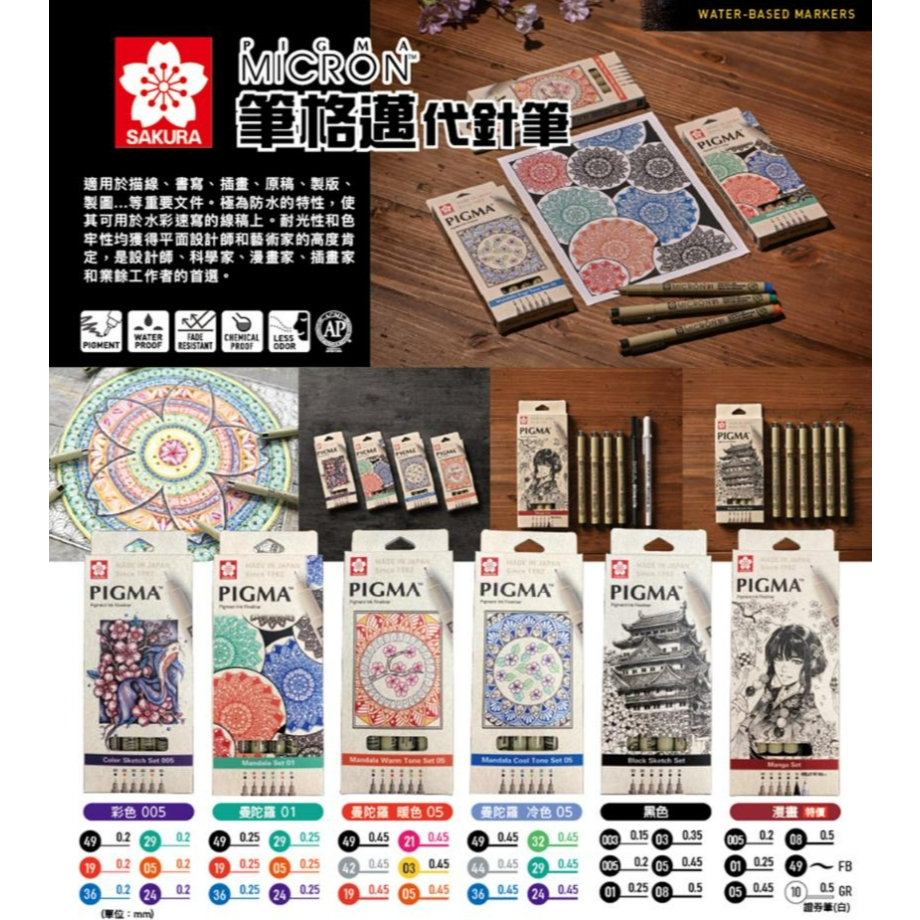 SAKURA櫻花 PIGMA筆格邁漫畫代針筆(套組), , large