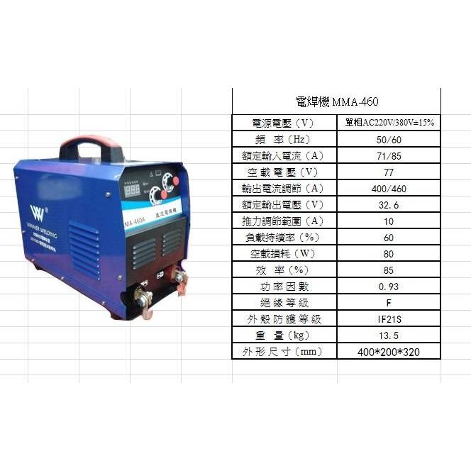 WIN五金 MMA-460 電焊機 多電壓使用 高效能電焊機 防電擊 電龜 電銲機 焊接機 銲接機 燒焊 點焊 滿焊, , large
