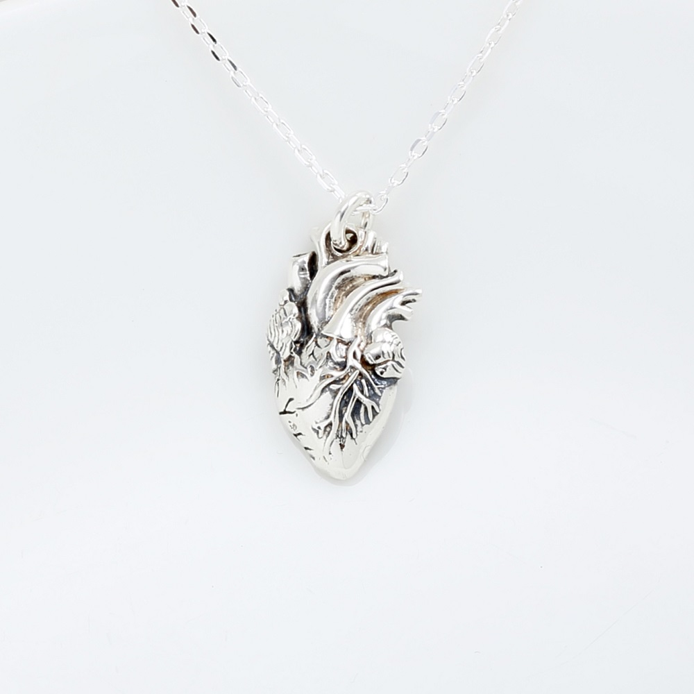 【Angel & Me】Anatomical Heart s925 sterling silver necklace birthday gift, , large