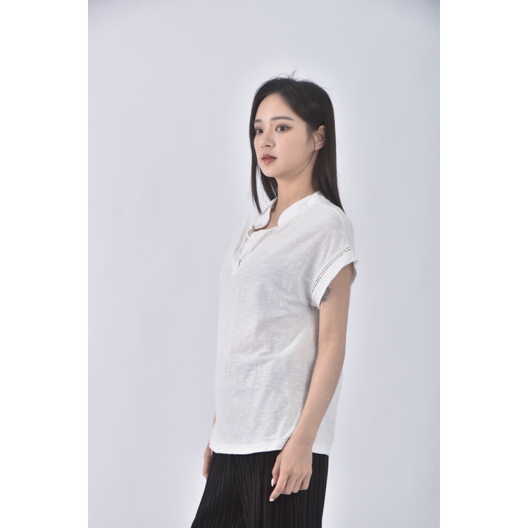 (S) girlsmonday質感V領白色短袖上衣二手衣, , large