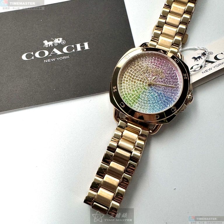 [星晴錶業]COACH手錶,34mm,CH00199彩虹錶面金色錶殼金色精鋼錶帶款, , large