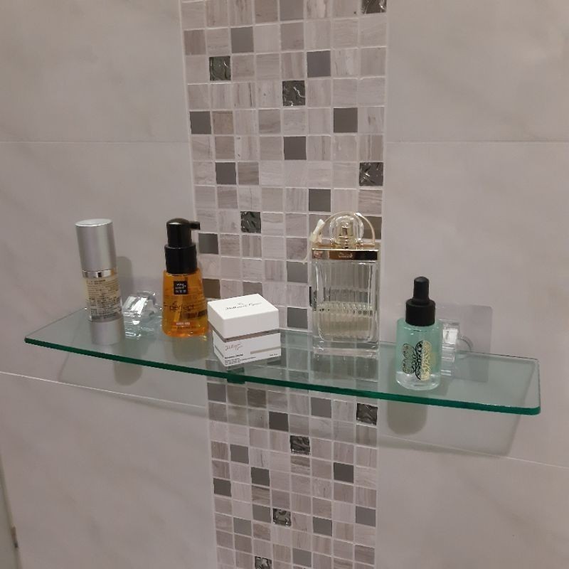 [熊好貼國際]長壓克力平台架置物架(特價）免運 粗糙紋路牆面(超黏貼)可貼 無痕掛勾 掛鉤 浴室平台 舒適家舒適你家, , large