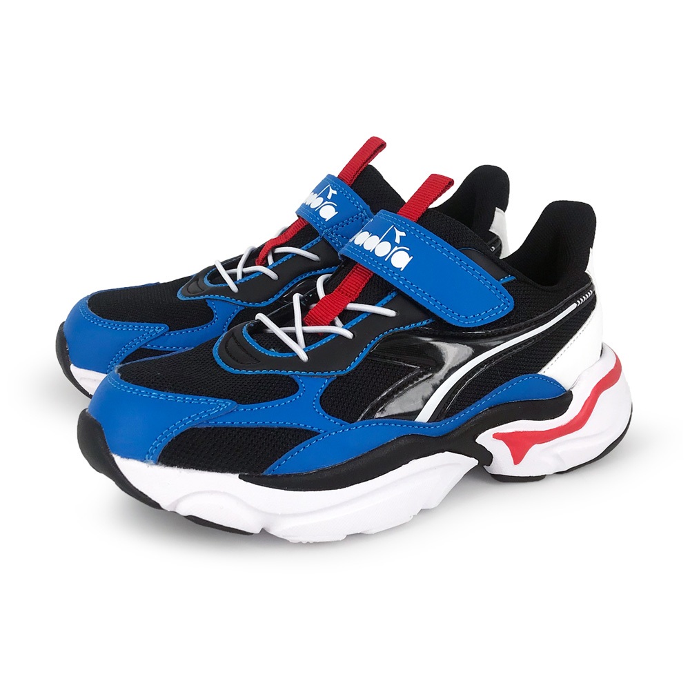 DIADORA迪亞多那 中童運動生活時尚鞋 童運動鞋 童鞋 時尚 拼接 魔鬼氈 透氣 康特杯 保護後跟 止滑 黑藍 粉紫, , large