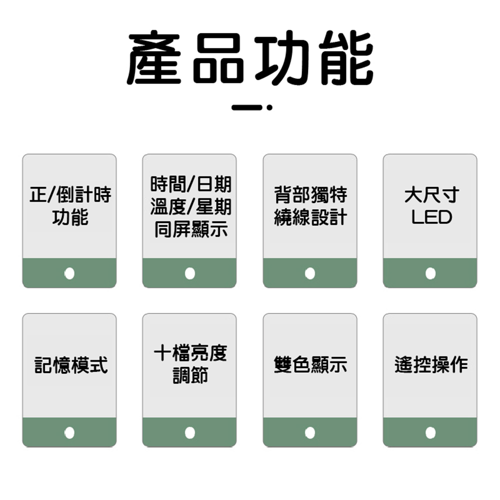[寰諦]壁掛LED電子16吋數字掛鐘DS-6626/綠, , large