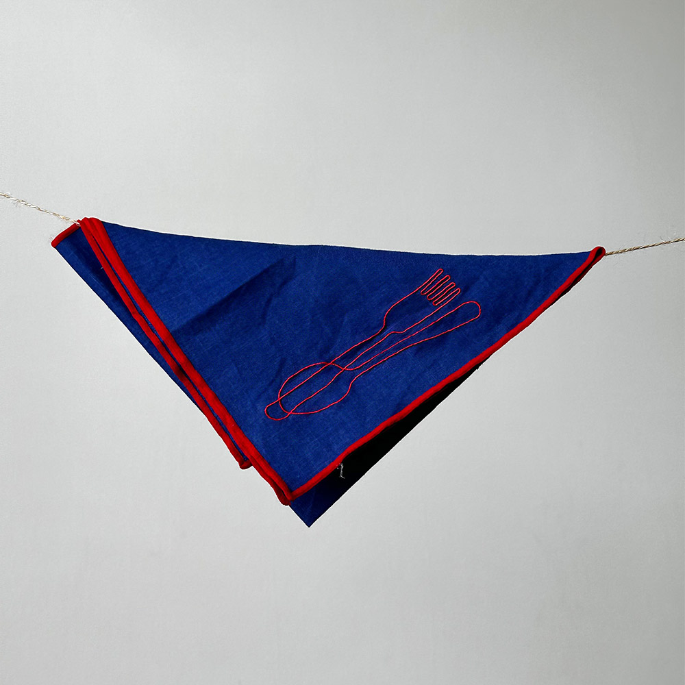 【英國 MÆGEN】刺繡棉麻餐巾組-深藍 (刀叉), , large