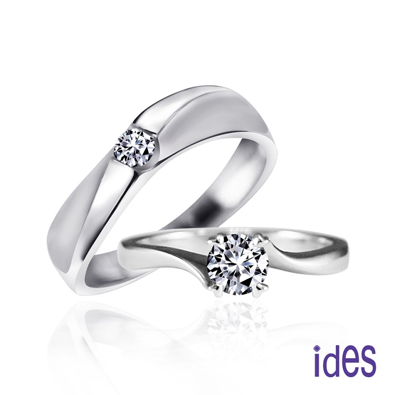 [ides愛蒂思] 幸福圍繞 30分與10分E/VS1八心八箭3EX鑽石對戒 (戒圍請於訂單備註)