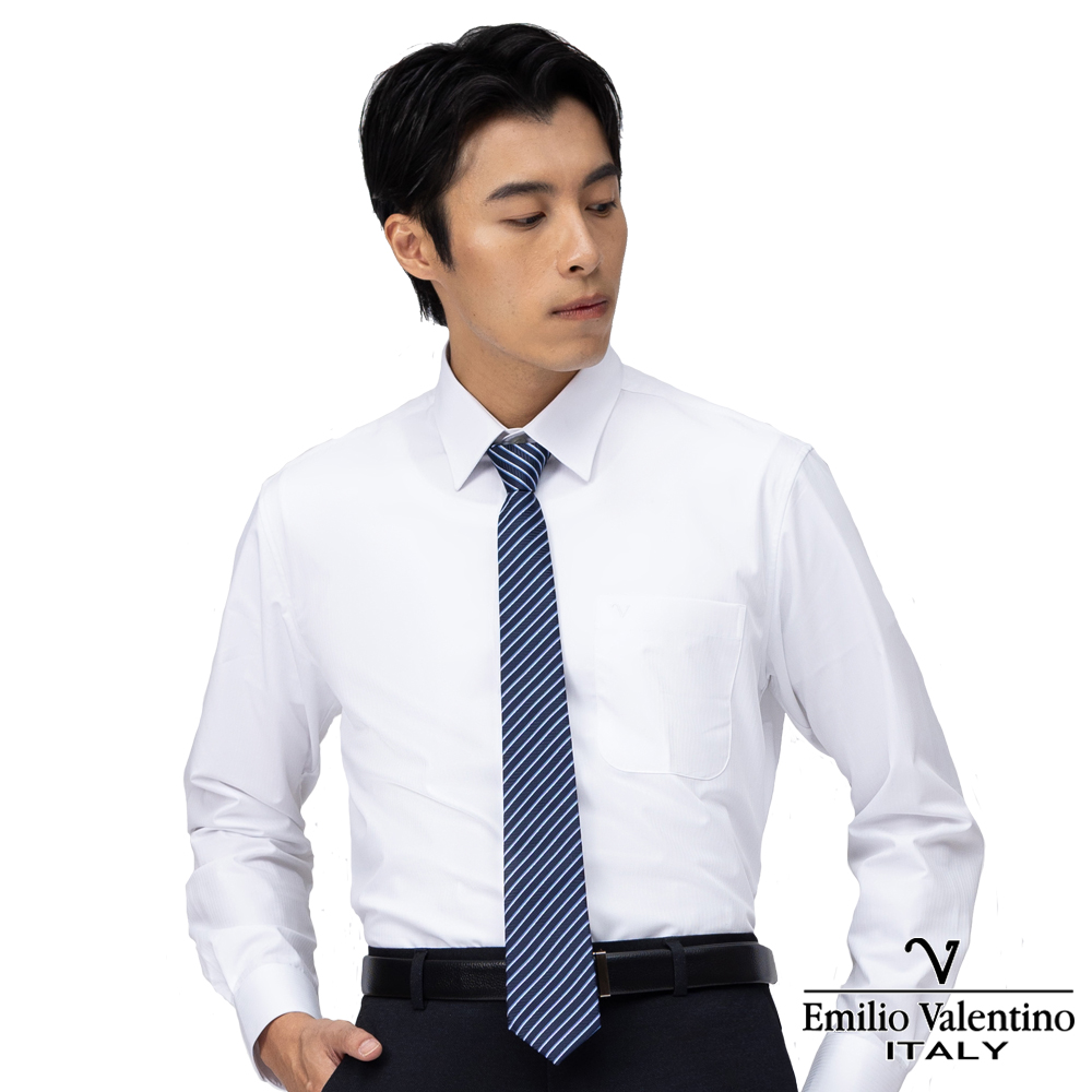 范倫提諾厚款彈性長袖襯衫1019白, , large