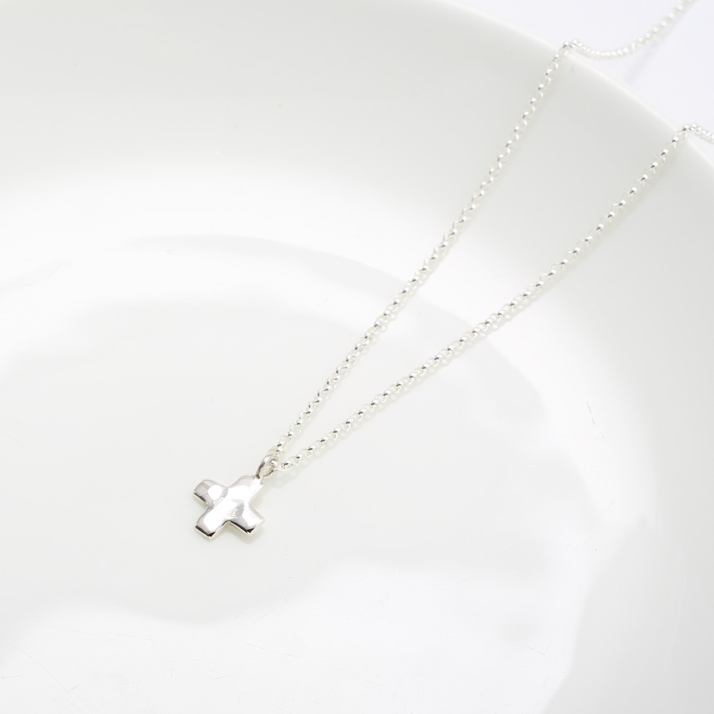 Hammered Prayer Cross s925 sterling silver necklace Valentine's day gift, , large
