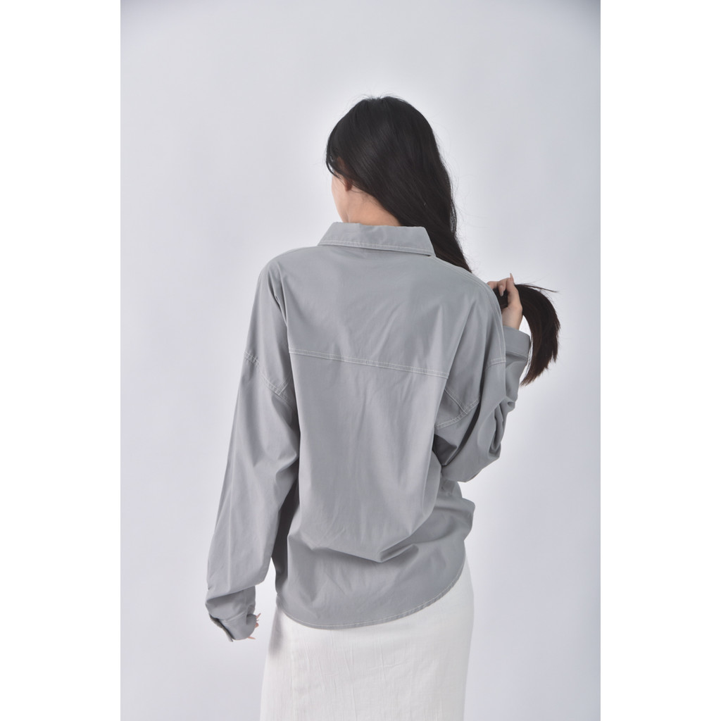(XL) ystrive排扣灰色長袖上衣二手衣, , large
