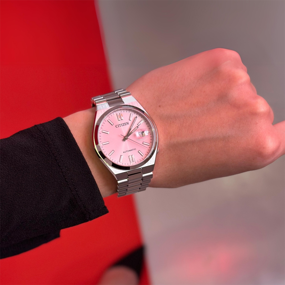 CITIZEN 星辰 X PANTONE Nowstalgia 限定夢幻粉 經典機械錶 NJ0158-89X, , large