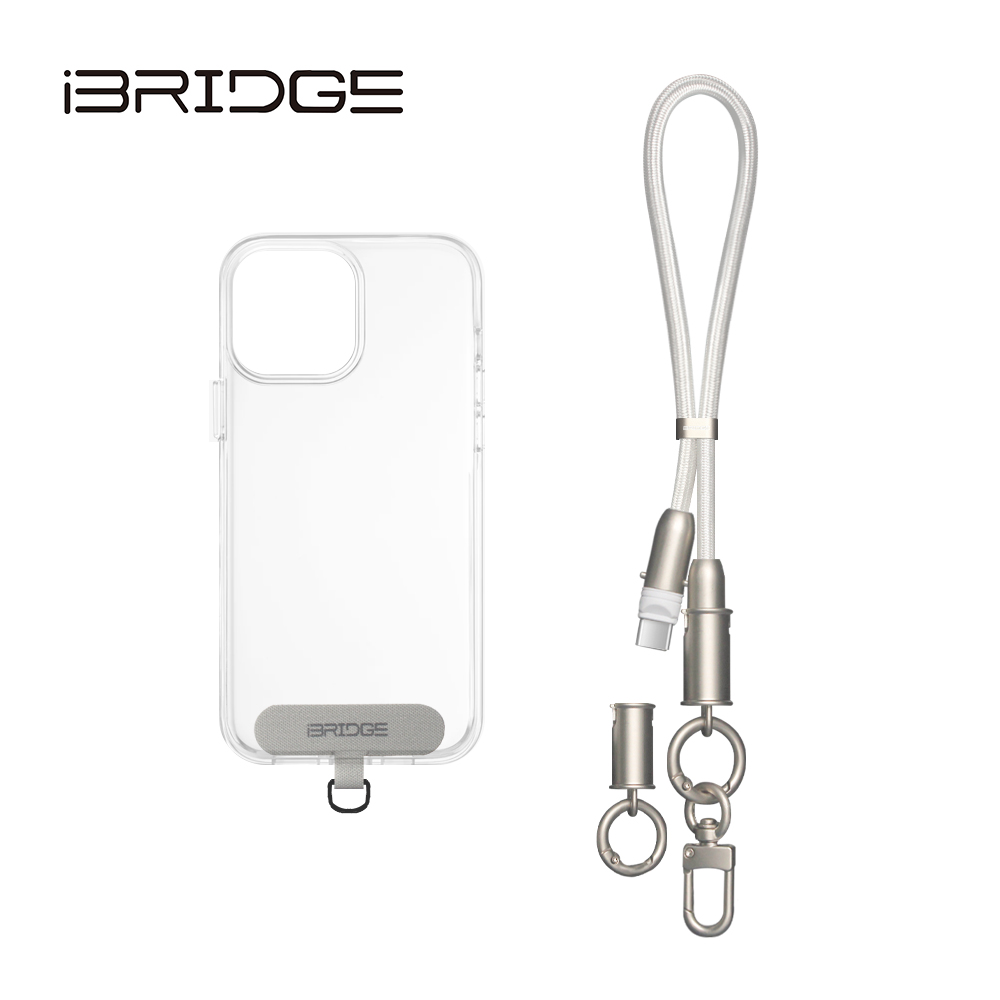 iBRIDGE Braided Lanyard Fast Charging Cable-35cm-Silver, , large