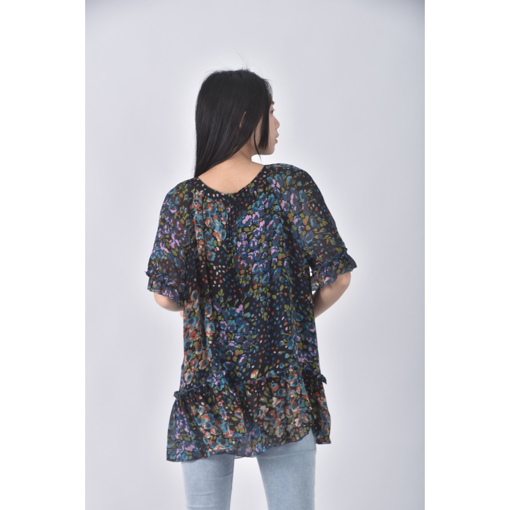 (M) joan綁帶藍色短袖上衣二手衣, , large