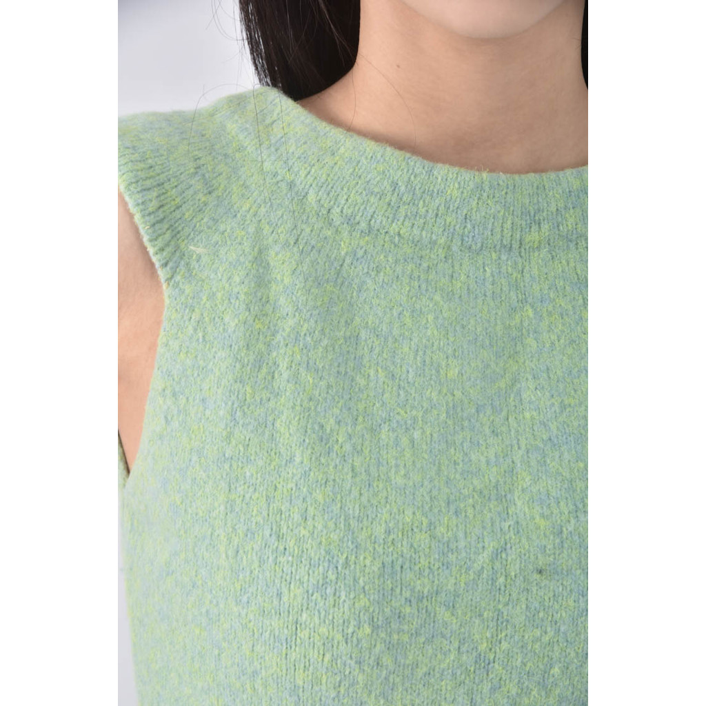 (XS（含）以下) 質感羊毛圓領綠色上衣二手衣, , large