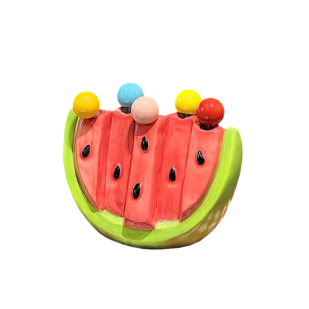 【上手家居】西瓜陶瓷水果叉 西瓜(叉子/造型餐具/可愛餐具/水果叉子), , large