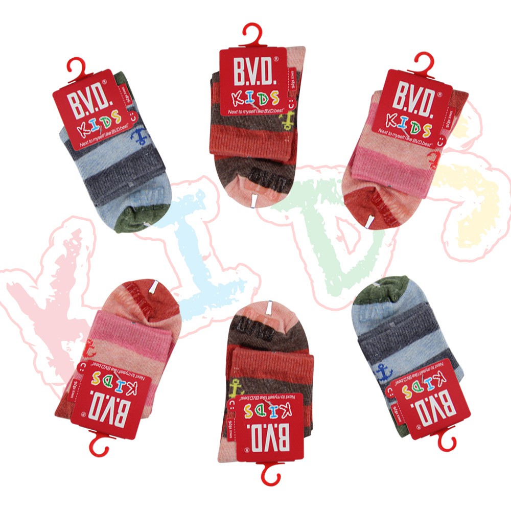 【BVD】條紋海錨3/4童襪-B258.B259 短襪, , large