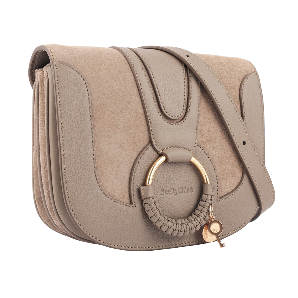SEE BY CHLOE HANA bag 小型麂皮皮革斜背包/灰色, , large