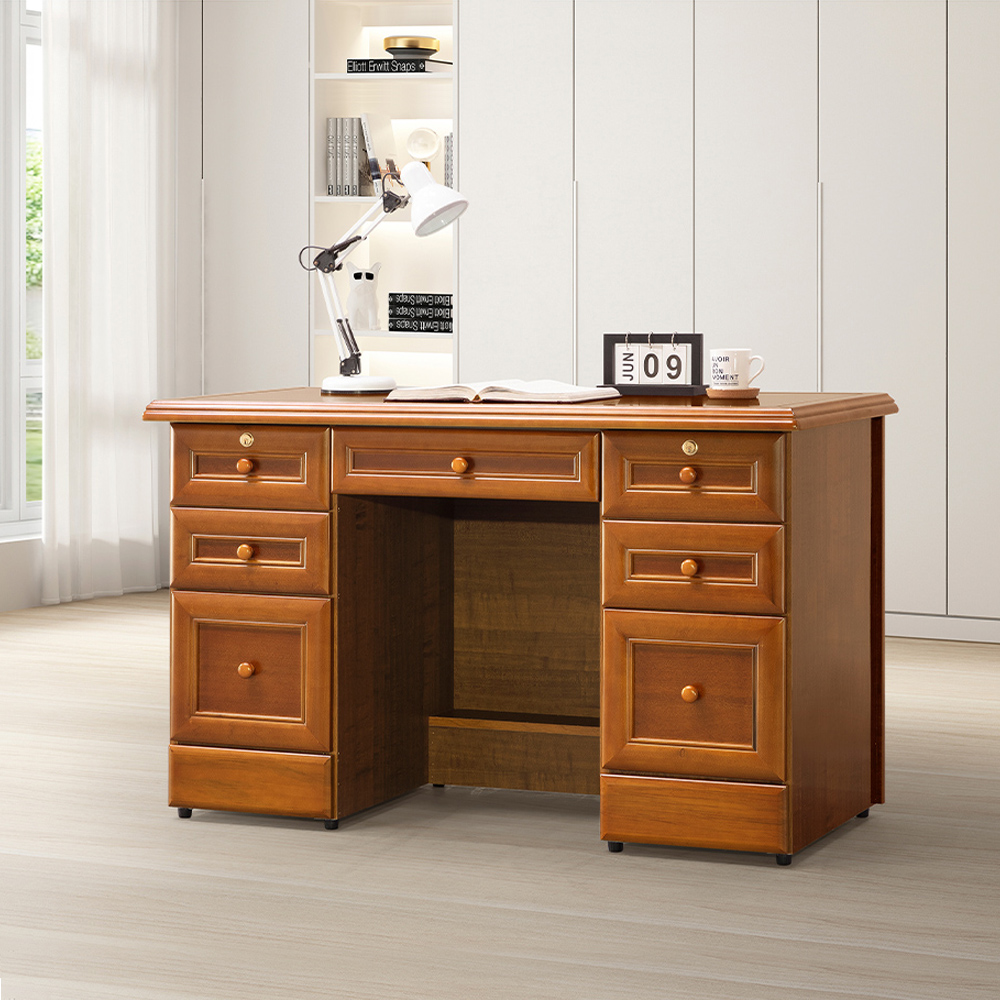 【唯熙傢俱】奧莉薇樟木色4.5尺辦公桌, , large