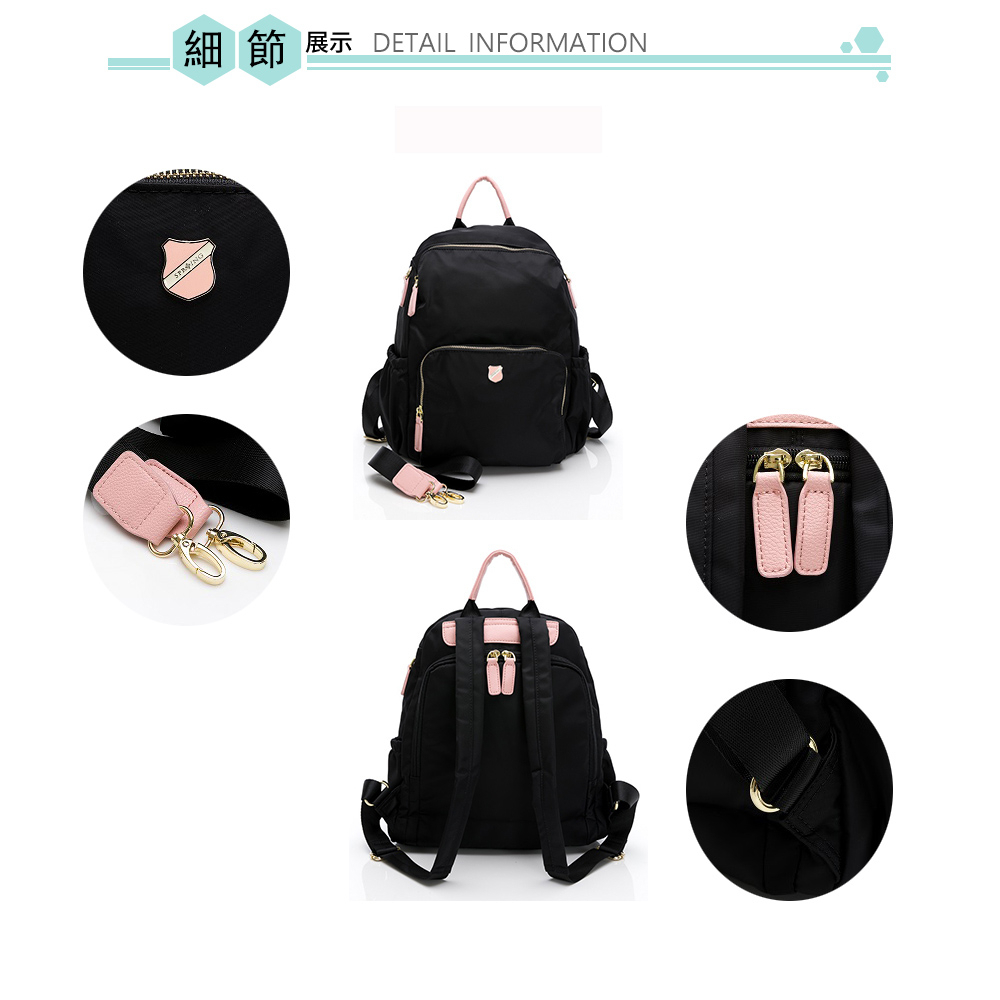 SPRING-尼龍後背包 防盜後背包 可肩背後背包 尼龍雙肩包 多口袋後背包 大容量後背包 -大款(多色), , large