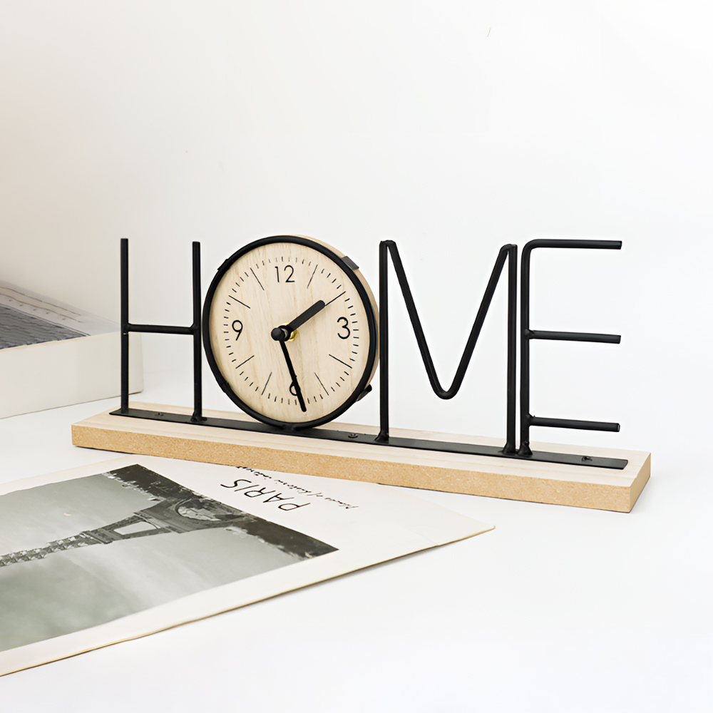 【上手家居】木質造型時鐘 Home(靜音時鐘/桌鐘/座鐘/擺飾/桌面時鐘), , large