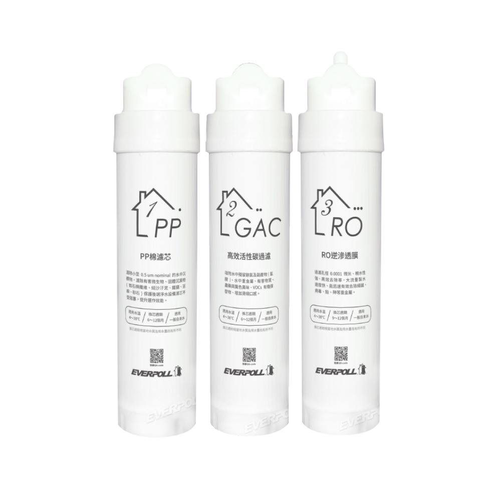 【麗水生活】EVERPOLL愛科濾淨 RO-115AI 桌上型智慧飲水機-專用濾芯3入組(第1.2.3道), , large