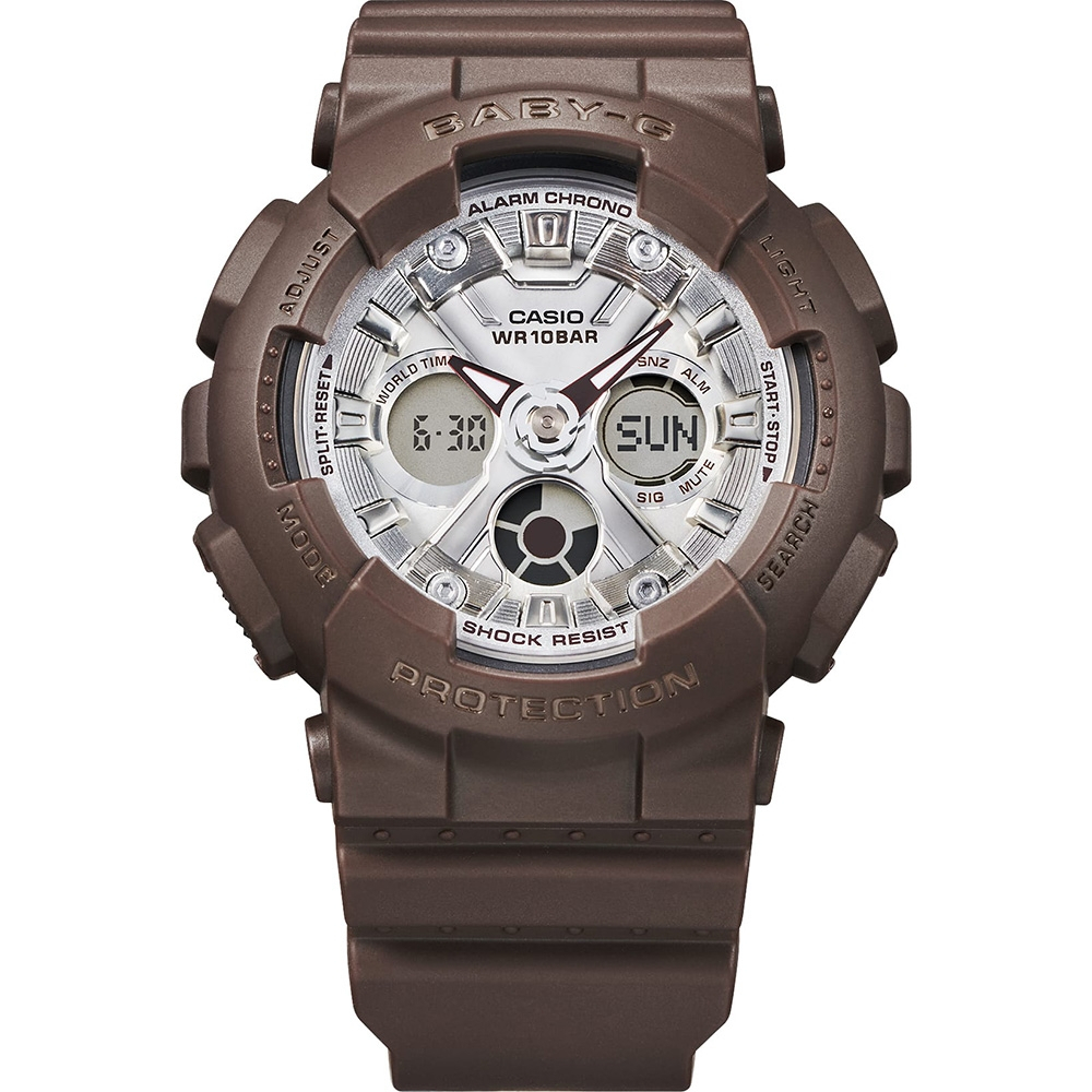 CASIO 卡西歐 BABY-G 黑巧克力雙顯手錶 BA-130SW-5A, , large