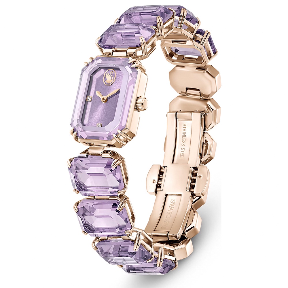 SWAROVSKI 施華洛世奇 八角方形水晶手鍊手錶 女錶-紫色/23x17mm(5722364), , large