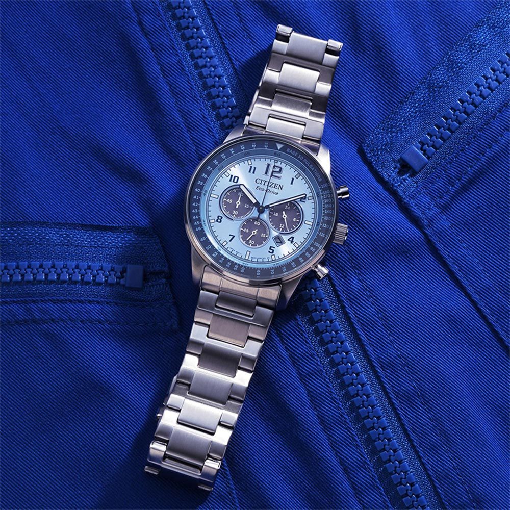CITIZEN 星辰 光動能三眼計時手錶 CA4500-83M, , large