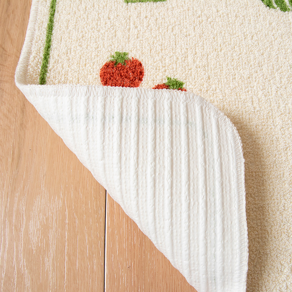 [Japan Oka] Made in Japan Recycled Printed Kitchen Mat 45×120cm (Wild Vegetables & Fruits Journal Style / Machine Washable / 4mm Thick), , large