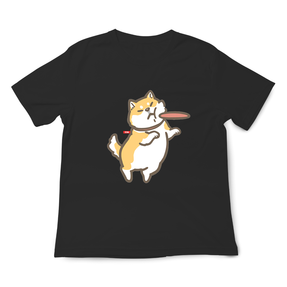 JZ TEE Shiba Inu & Cat - Catching Frisbee Graphic Tee, , large