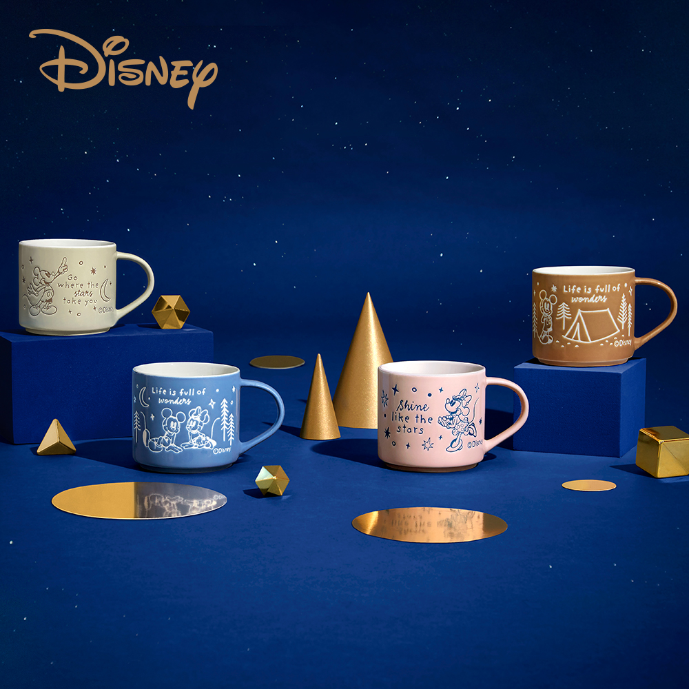 【Disney 迪士尼】星空米奇陶瓷馬克杯420ml(2款一組/對杯), , large
