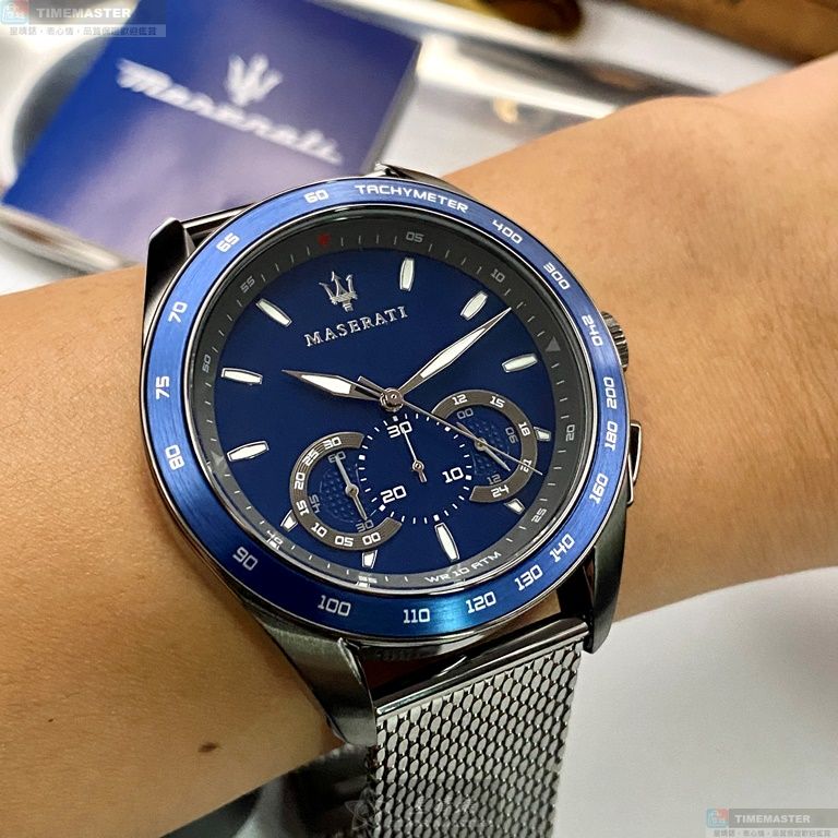 [星晴錶業]MASERATI手錶,46mm,R8873612009寶藍色錶面寶藍錶殼槍灰米蘭錶帶款, , large