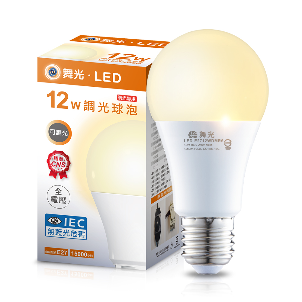 DanceLight舞光 4入組 LED無段調光燈泡 12W E27 全電壓 2年保固(黃光), , large